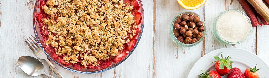 Recette crumble fraise rhubarbe