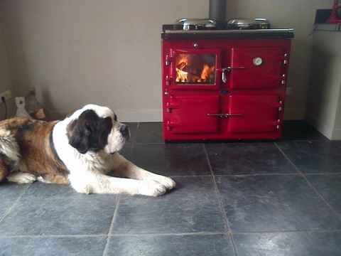 cuisiniere a bois 3 fours rouge anglaise