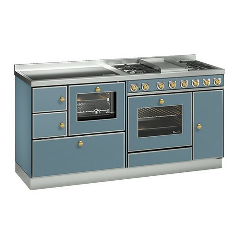 cuisinière à bois et gaz demanincor 170 bleu