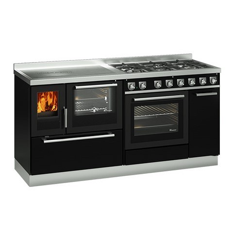 cuisinière à bois et gaz demanincor 170 noir